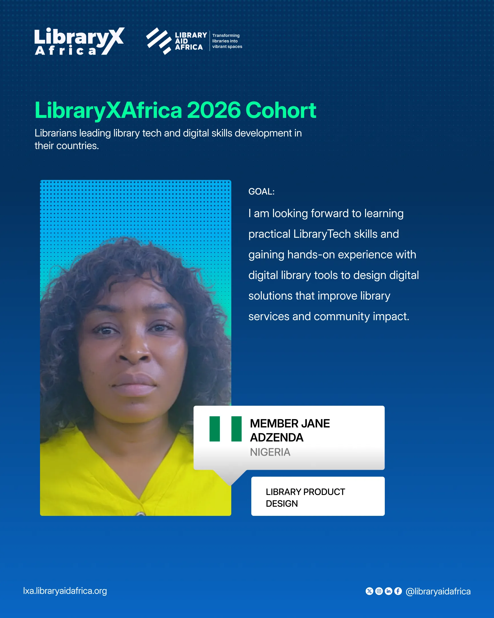 Member Jane Adzenda — Nigeria, Library Product Design